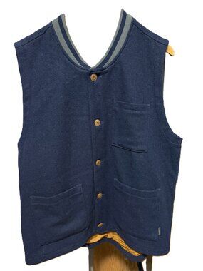 Jeremiah Mens Navy Blue Button Front Vest Multi Pocket Casual XL Fall
